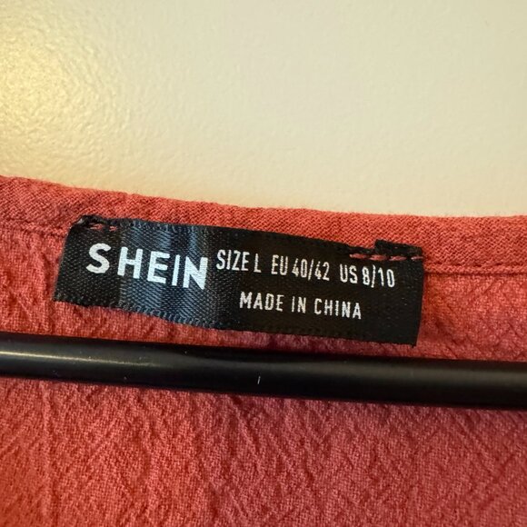 SHEIN Tiered Babydoll Dress — Rusty Coral, Size L - Picture 2 of 3